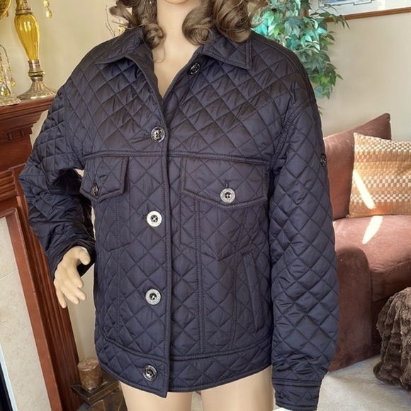 Brand New Michael Kors Black Quilted Stitch Button Up Jacket - Picture 4 of 16